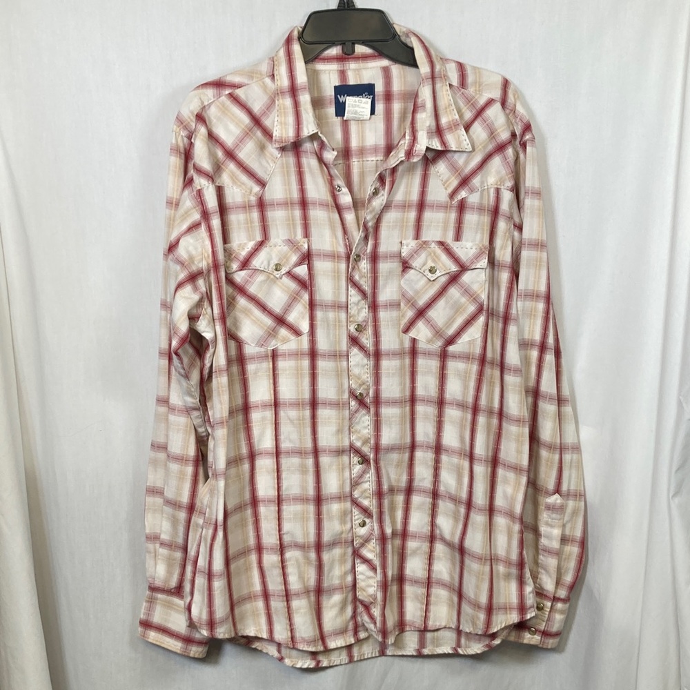 Vtg Wrangler Pearl Snap Plaid Cowboy Cut Western Shirt 90s Y2K